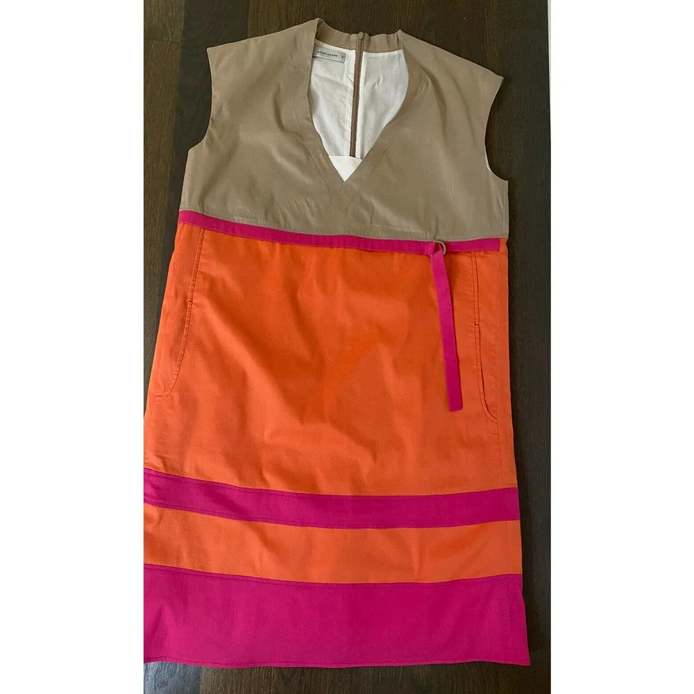 Rene Lezard Beautiful Cotton Poplin Shift‎ Colorblock Dress~38 - Picture 7 of 7